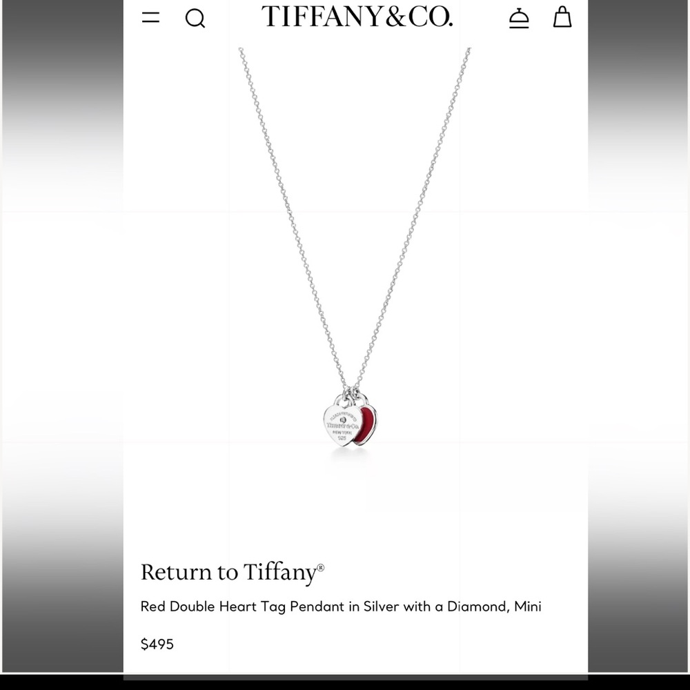 Red Heart Pendant Necklace for Women - Silver Tone